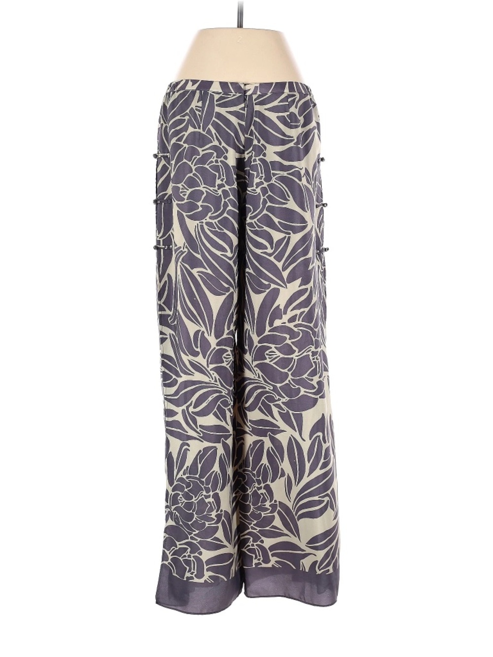 Anthropologie Leifnotes Tropical Print Pants Blue Gray Size 4